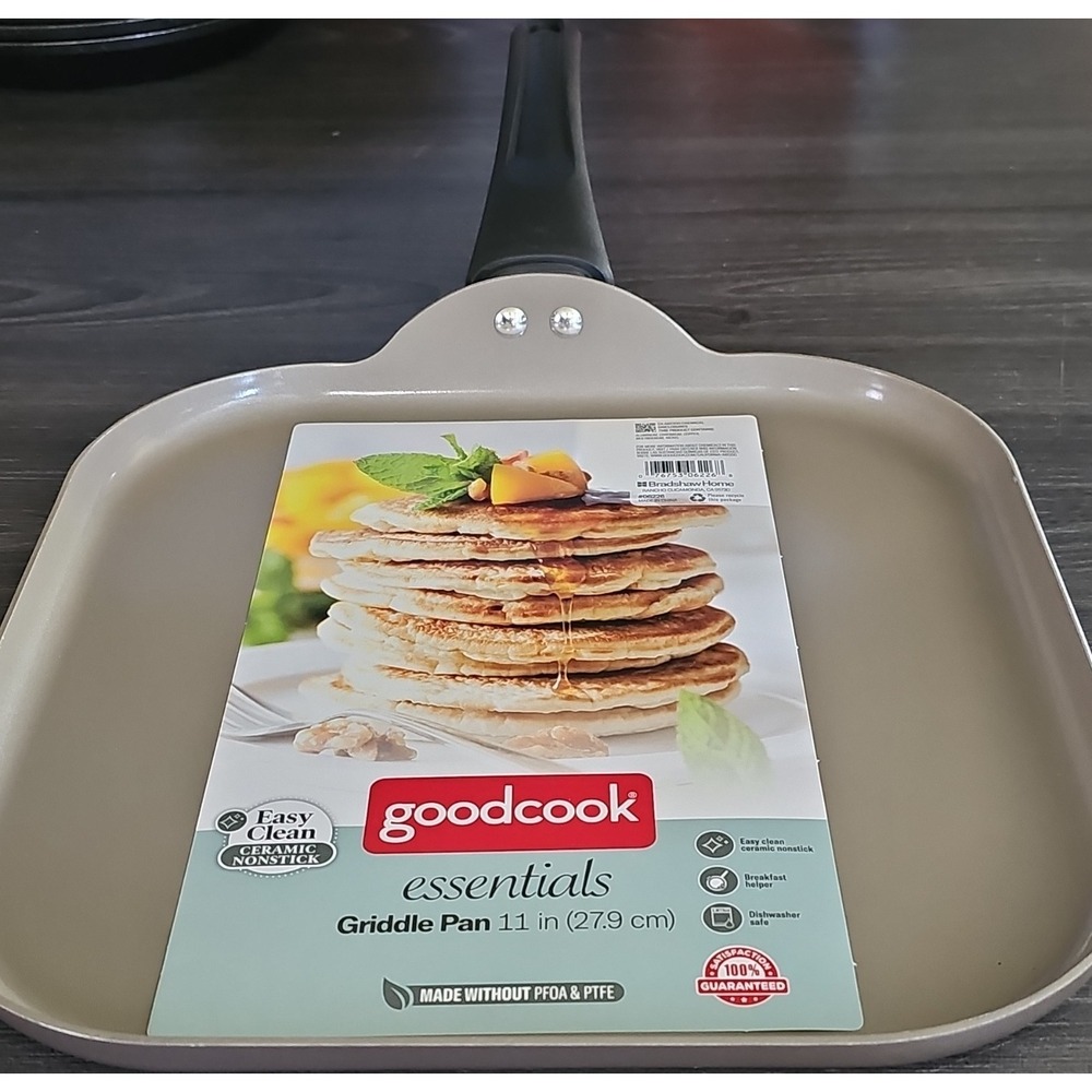 Good Cook Essentials Griddle Pan 11in Ceramic Nonstick Beige Square 06226